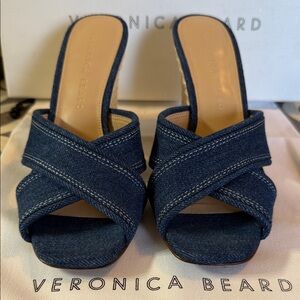 Veronica Beard Dark Blue Denim Mules